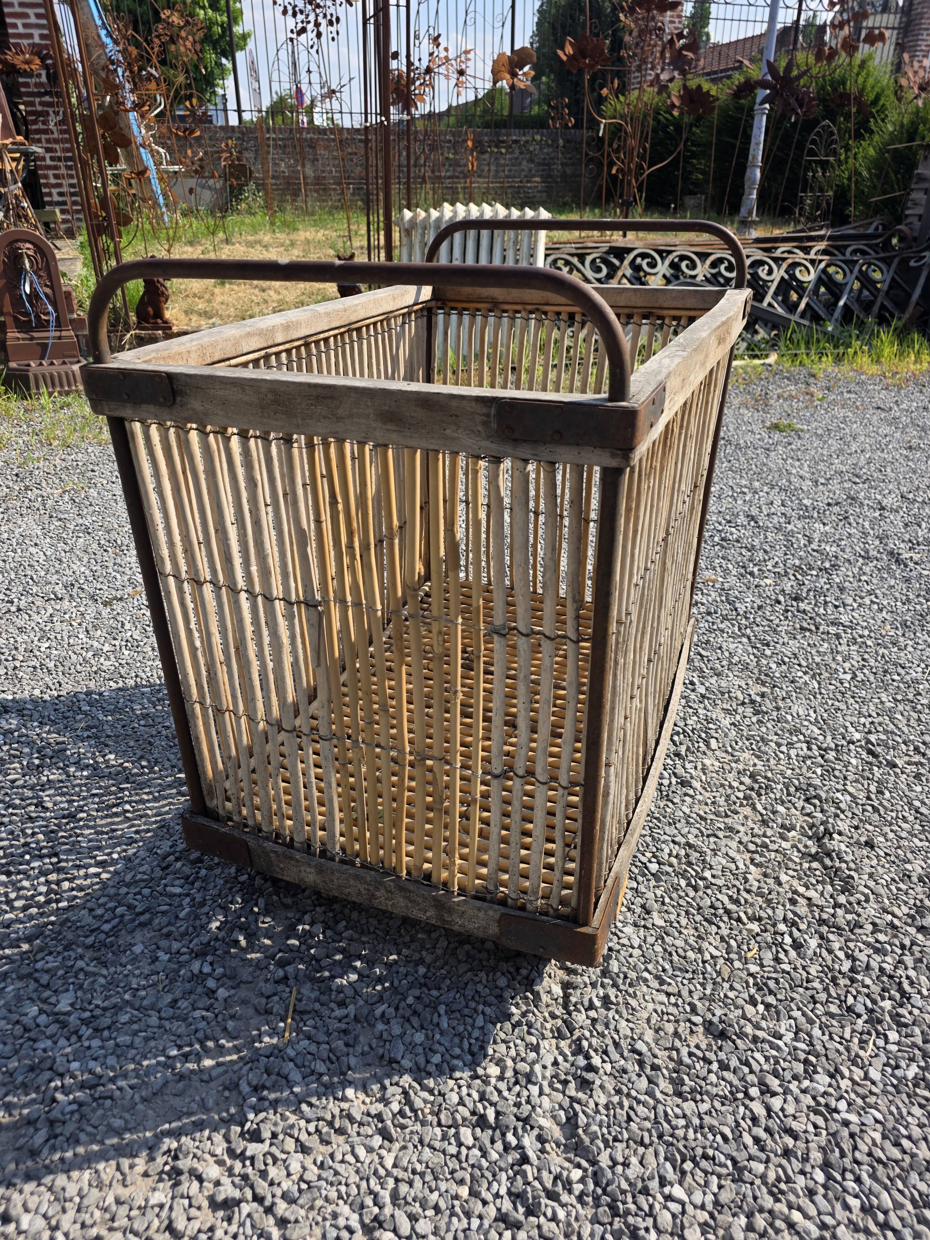 Ancient bakery cart made of rattan.