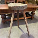 Tabouret fermier type tabouret de traite tripode ancien