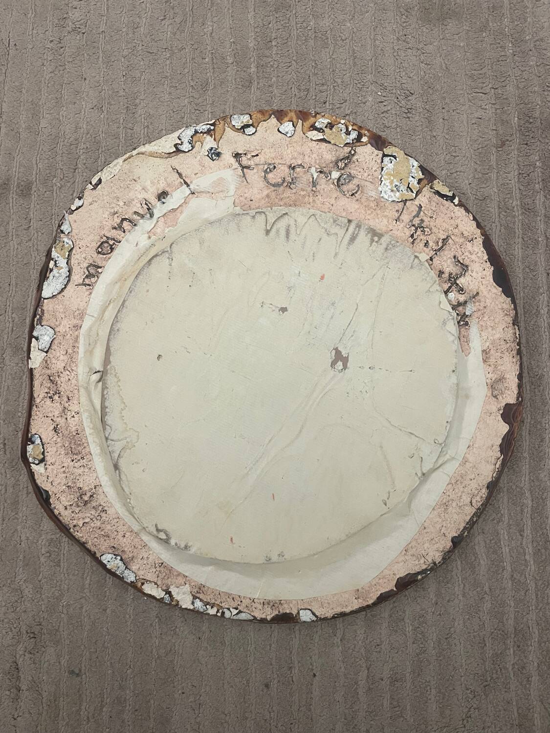 Ceramic mirror signed Ferré 1974