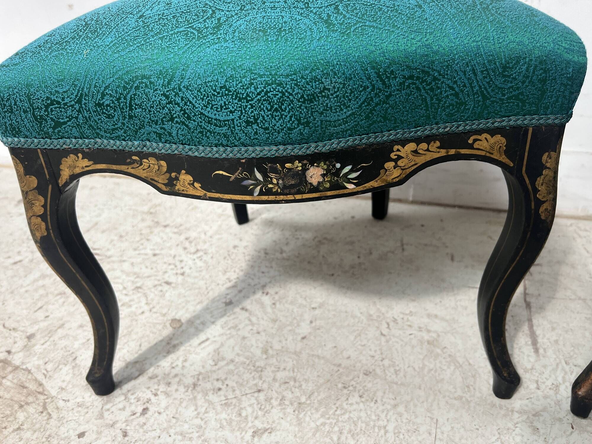 Pair of Napoleon III chairs in black lacquered wood, 19th century.