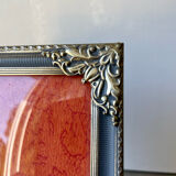 Vintage Silver & Grey Metal Picture Frame convex glass