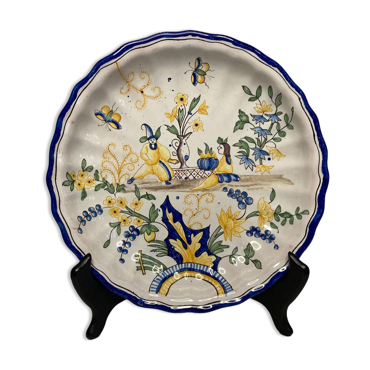 Montagnon, old earthenware plate, Nevers, 19th century