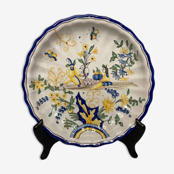 Montagnon, old earthenware plate, Nevers XIXth