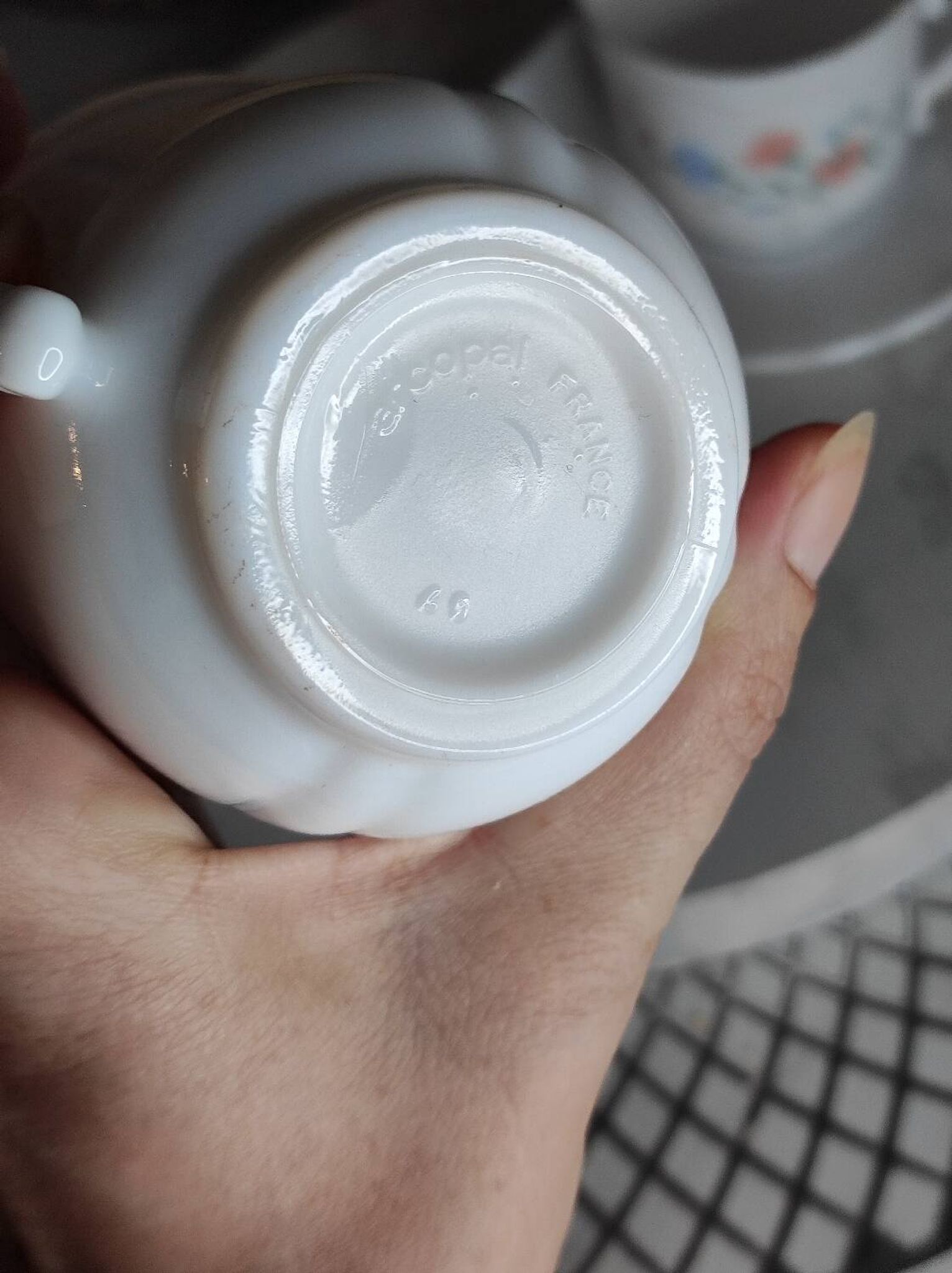 Tasses vintage verre blanc