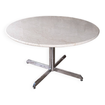 Beige marble dining table Super Malta by Roche Bobois, France, 1980s