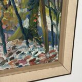 Swedish Oil on Canvas – “Forest” by Eyvind Olesen – Dated 1957