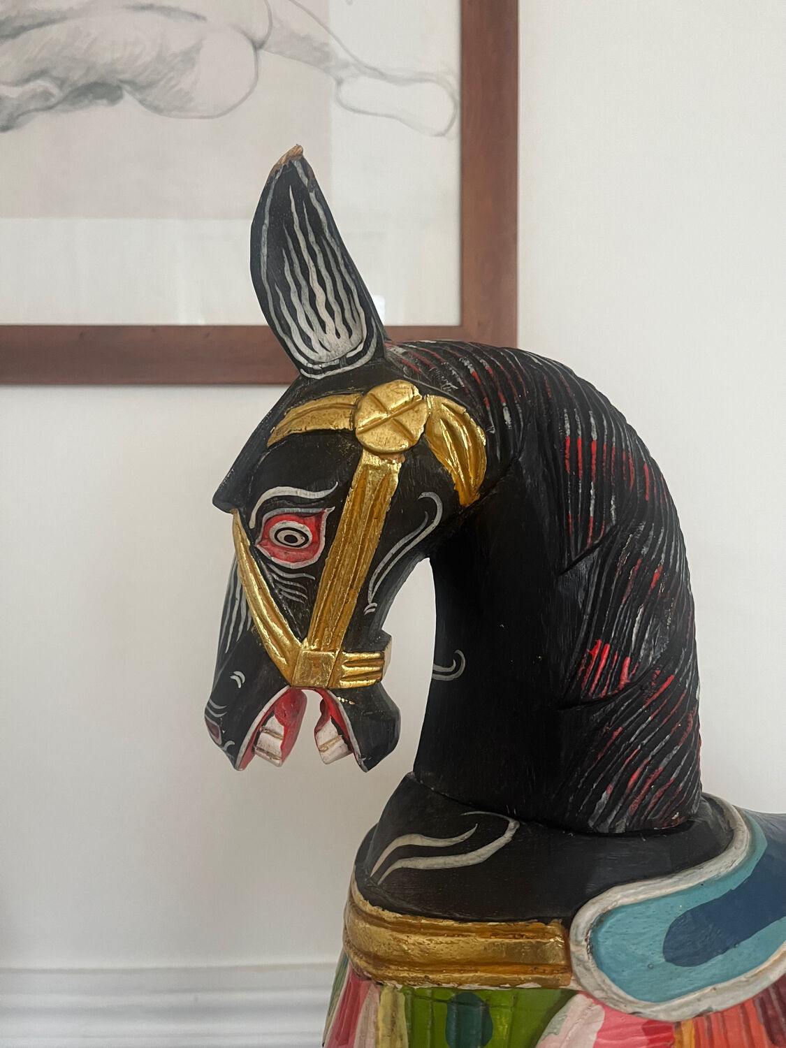 Antique wooden rocking horse