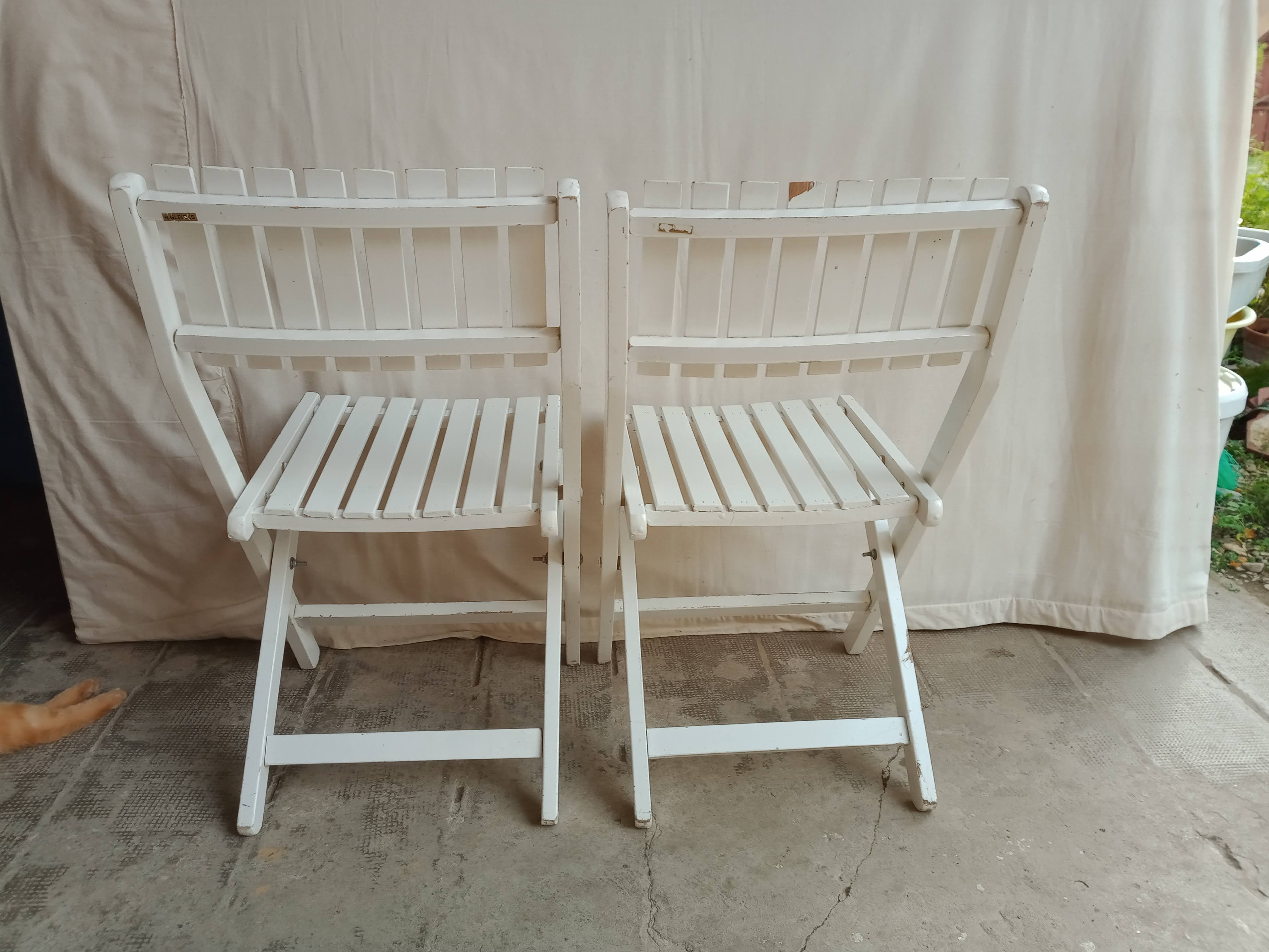 Vintage garden furniture R Gleizes in white painted wood