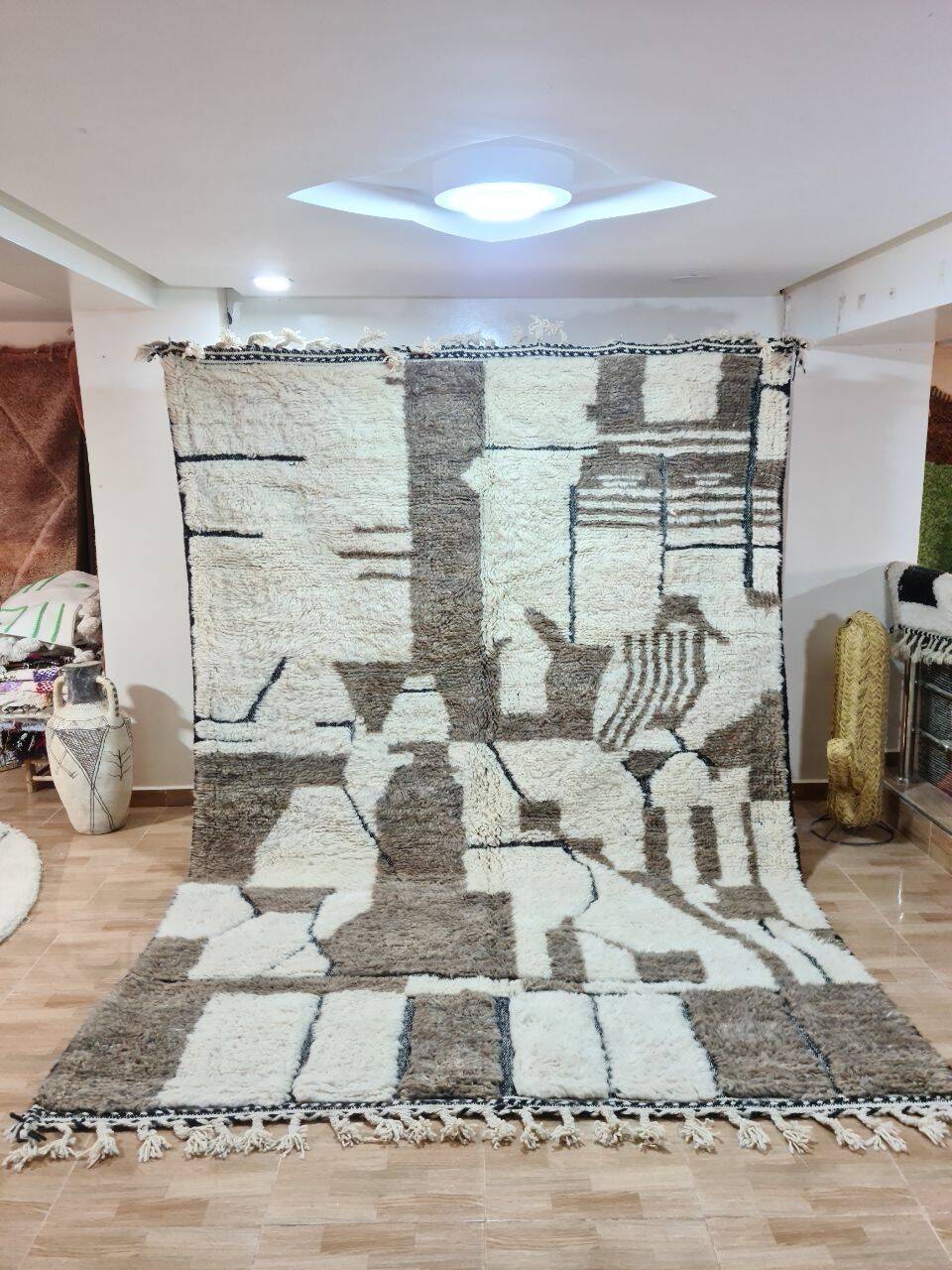 Berber Rug 300x200 cm - Abstract Patterns in Neutral Tones