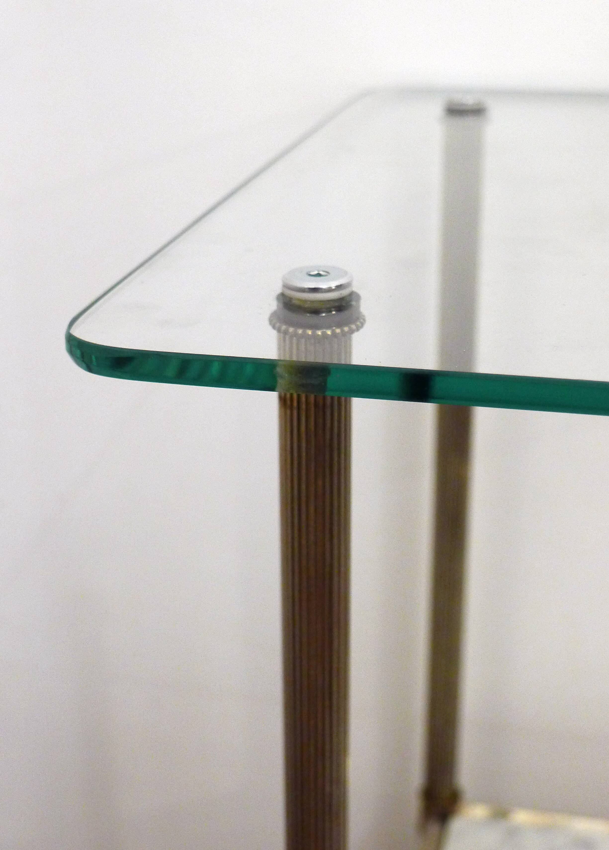 Small Regency-style side table, gold, glass & marble, 1970s.