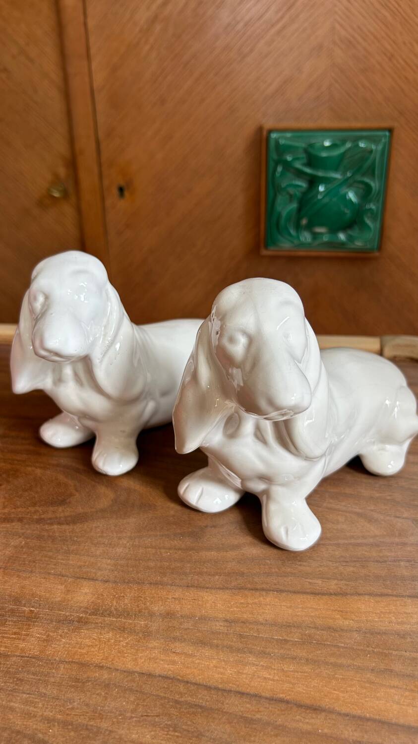 Couple de chiens en céramique
