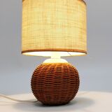 Pied de lampe boule en osier