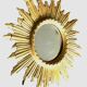 golden wooden sun mirror - 48 cm