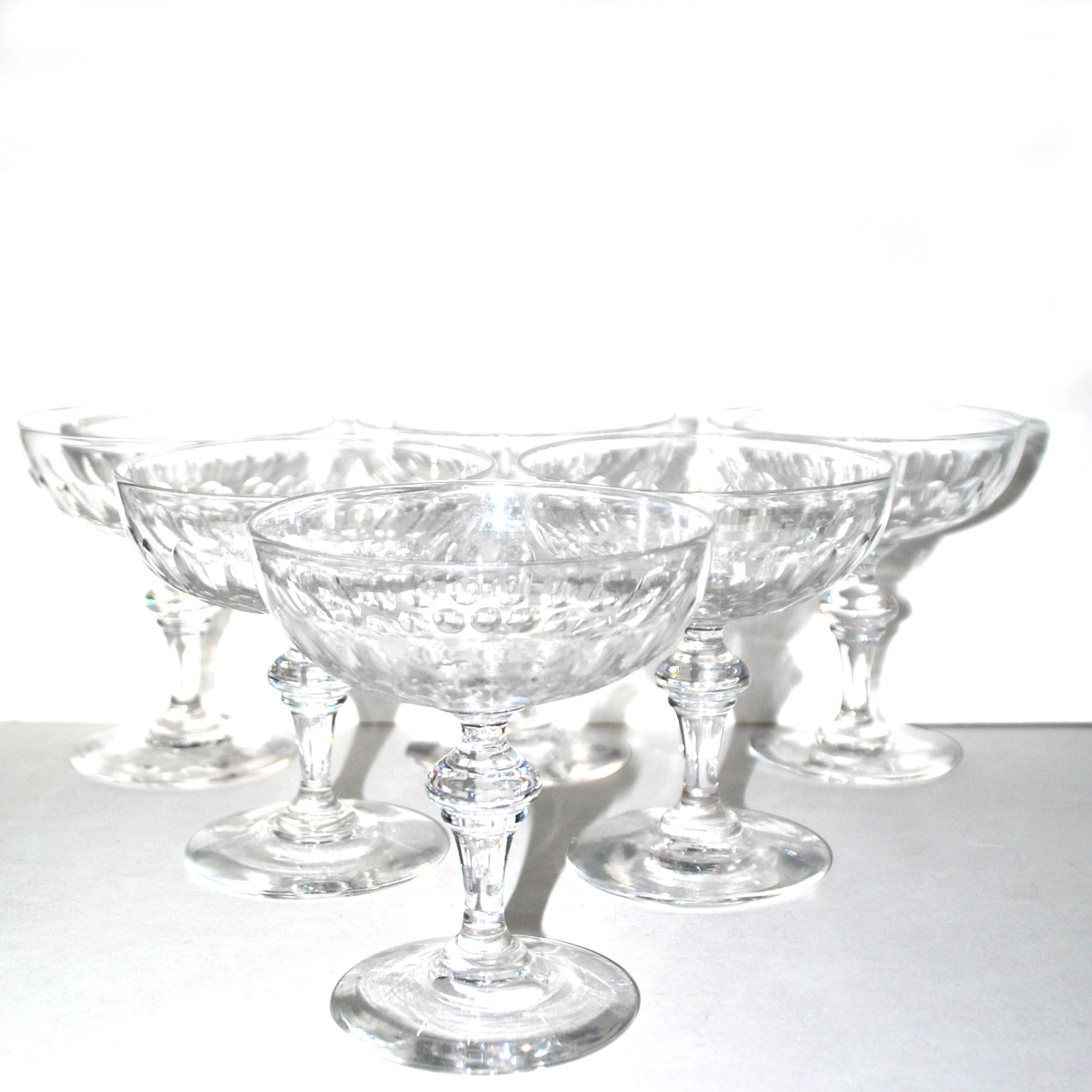 6 old champagne cups cristal cut from olives oves - Baccarat St Louis