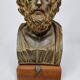 Bust of Homer in patinated plaster on wooden base, 21 cm