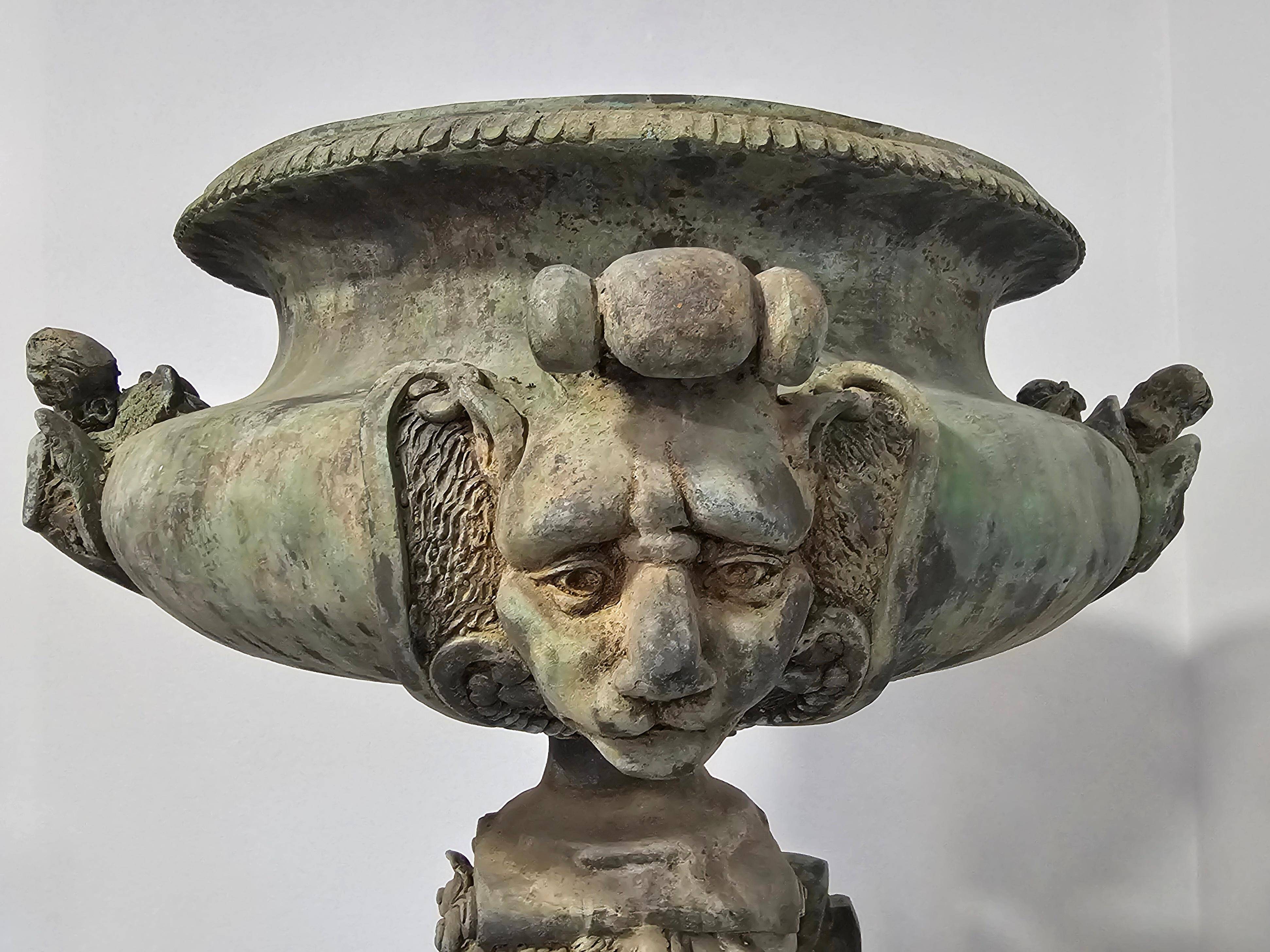 Empire style bronze jardinières, bronze and marble, 1805