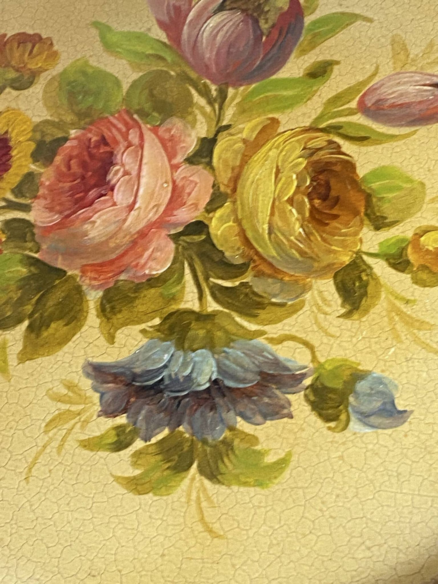 Round painted tin tray, Napoleon III