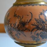 19th c. longwy earthenware oil lamp