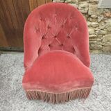 Fauteuil crapaud velours rose