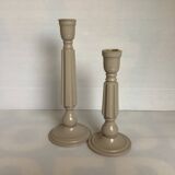 Pair of painted wooden candlesticks