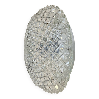 Wall light ceiling light thick glass 1970 1980 round diamond point