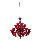 lustres en verre rouge de murano 16 feux