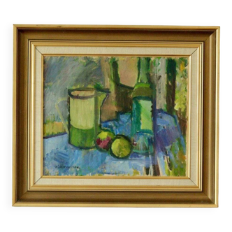 Nature morte originale sur toile du milieu du siècle – Wilgot Olsson