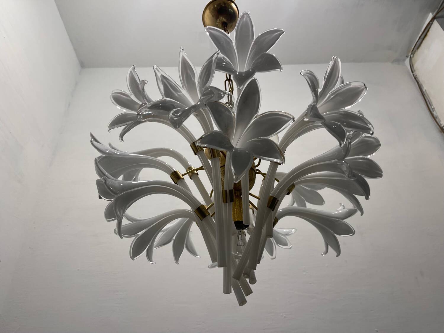 Midcentury Murano Glass Flower Chandelier by Franco Luce