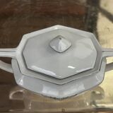 Art Deco sugar bowl circa 1930-40 Czechoslovakian porcelain - Silver trim