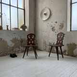 Pair of brutalist Alsatian mountain chairs 19th