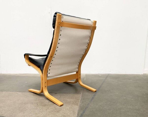 Fauteuil Siesta en cuir et ottoman par Ingmar Relling pour Ekornes, Finlande 1960