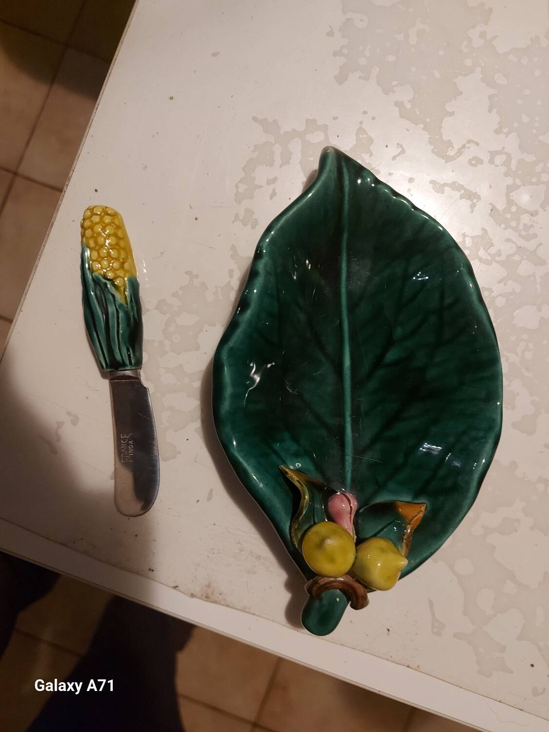Butter dish with its Vallauris style knife