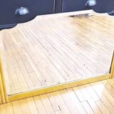 Antique large beveled mercury pediment mirror, art deco, gilded with leaf.