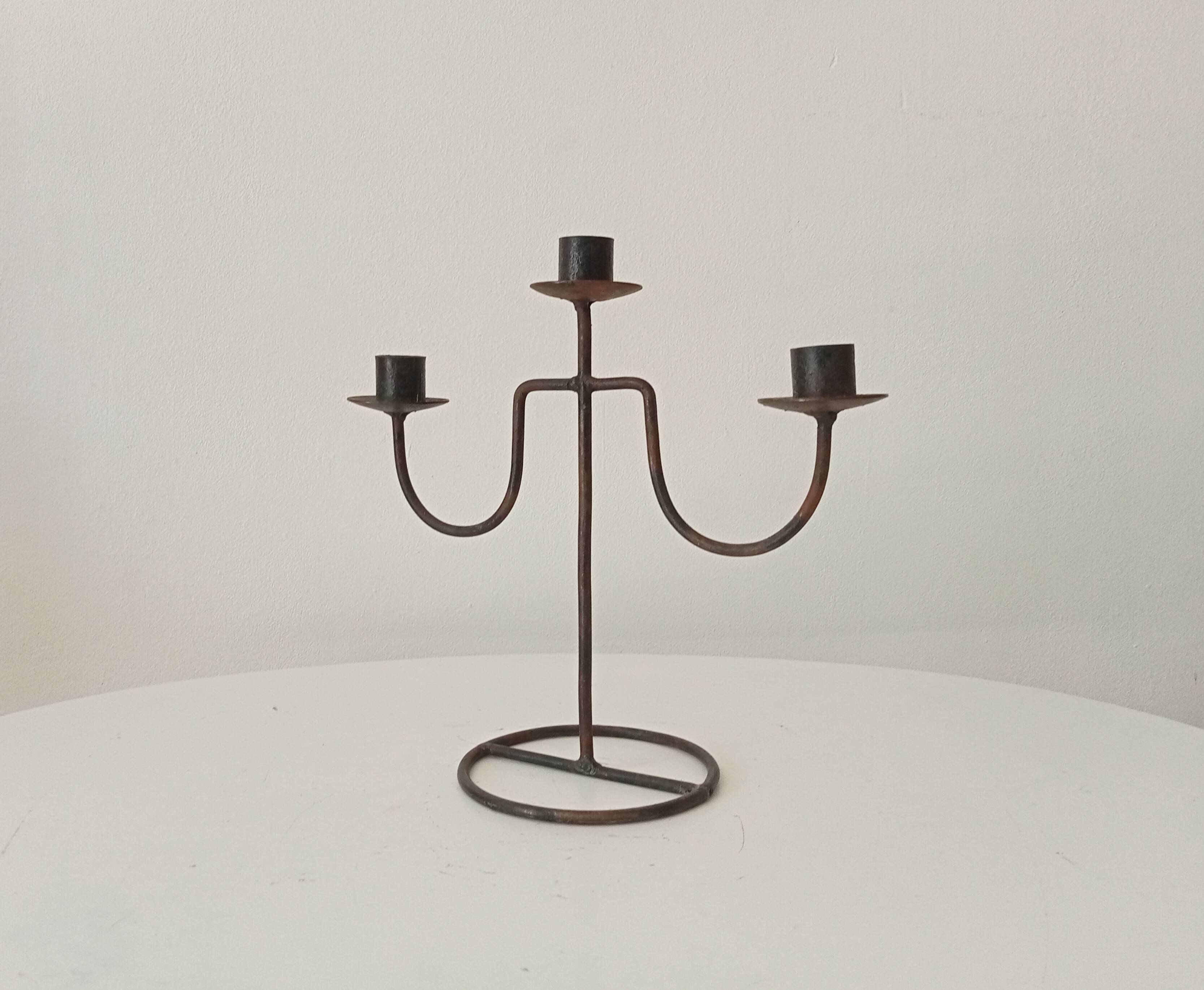 Vintage brutalist wrought iron chandelier