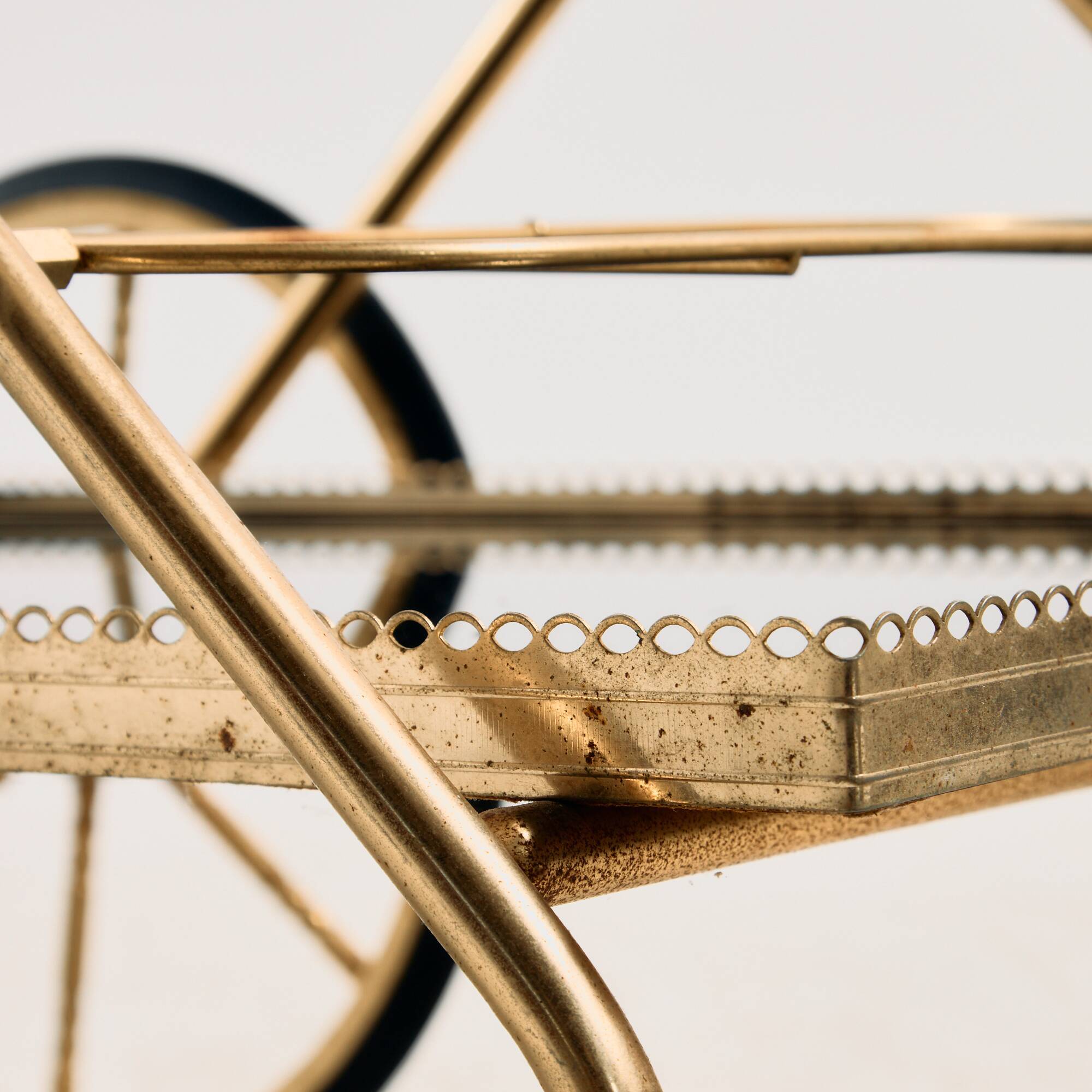 Brass-framed dessert trolley by Maison Jansen, France.