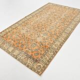 5x9 Vintage Orange Floral Turkish Area Rug, 160x271Cm