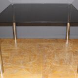 Chrome dining table and 1970 grey smoked glass