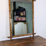 Vintage wooden mirror with bamboo imitation 102 x 75 cm – Exotic spirit