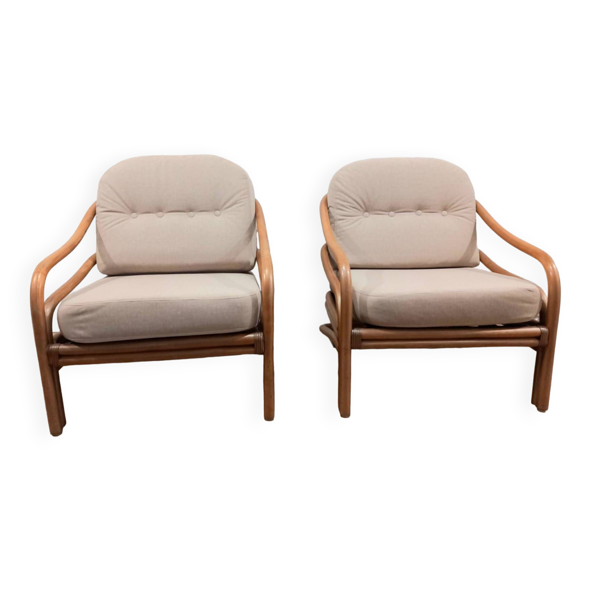 Two rattan armchairs from the 1970s, Scandinavia