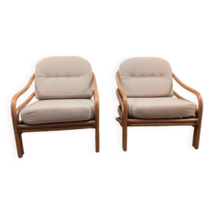 Deux fauteuils en rotin