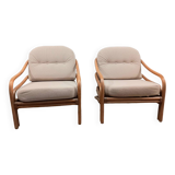 Two rattan armchairs from the 1970s, Scandinavia