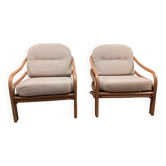 Two rattan armchairs from the 1970s, Scandinavia