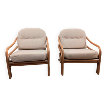 Two rattan armchairs from the 1970s, Scandinavia