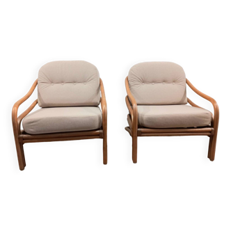 Two rattan armchairs from the 1970s, Scandinavia