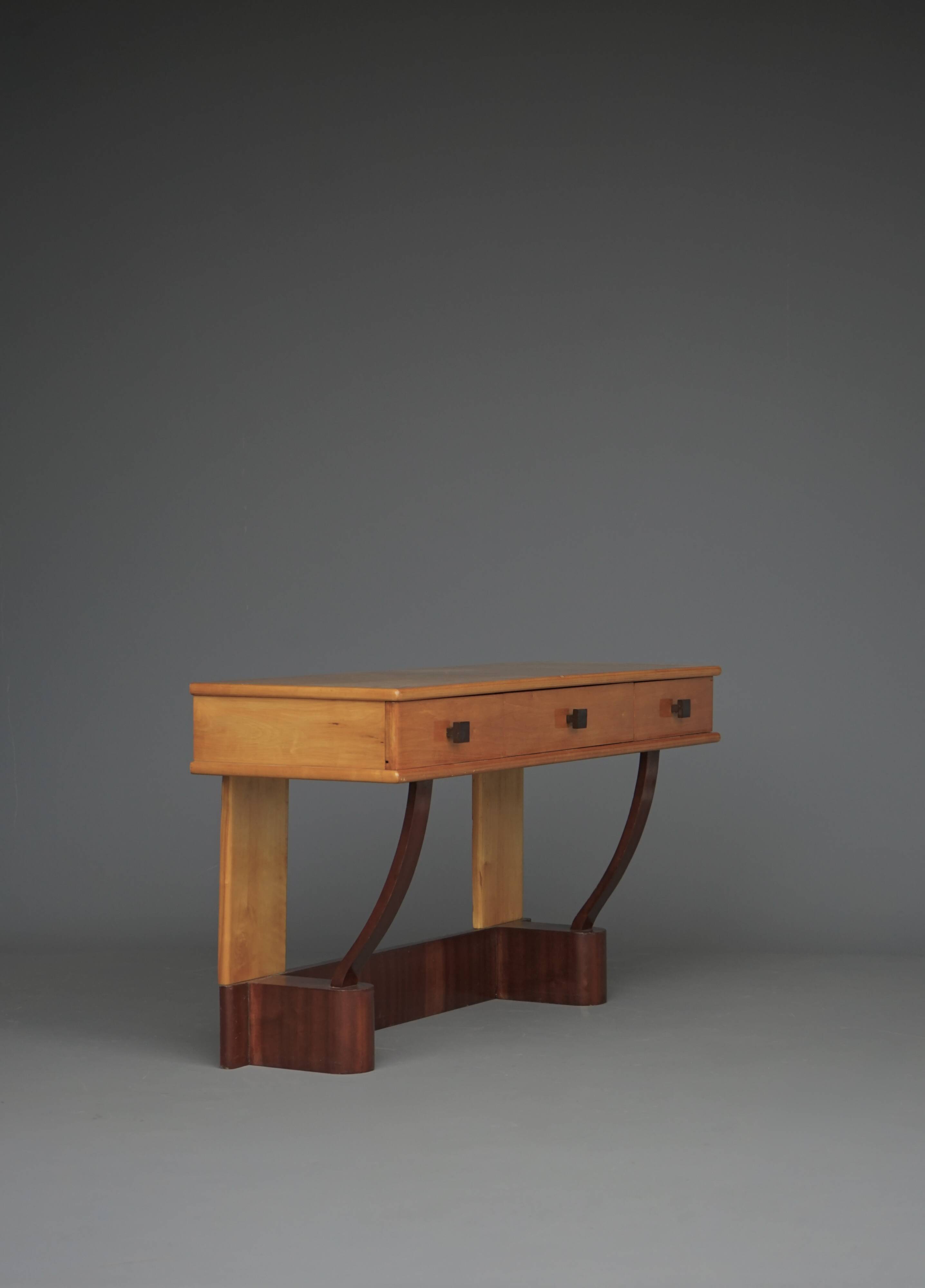 Coiffeuse basse Art Déco en bois d'érable, années 1930