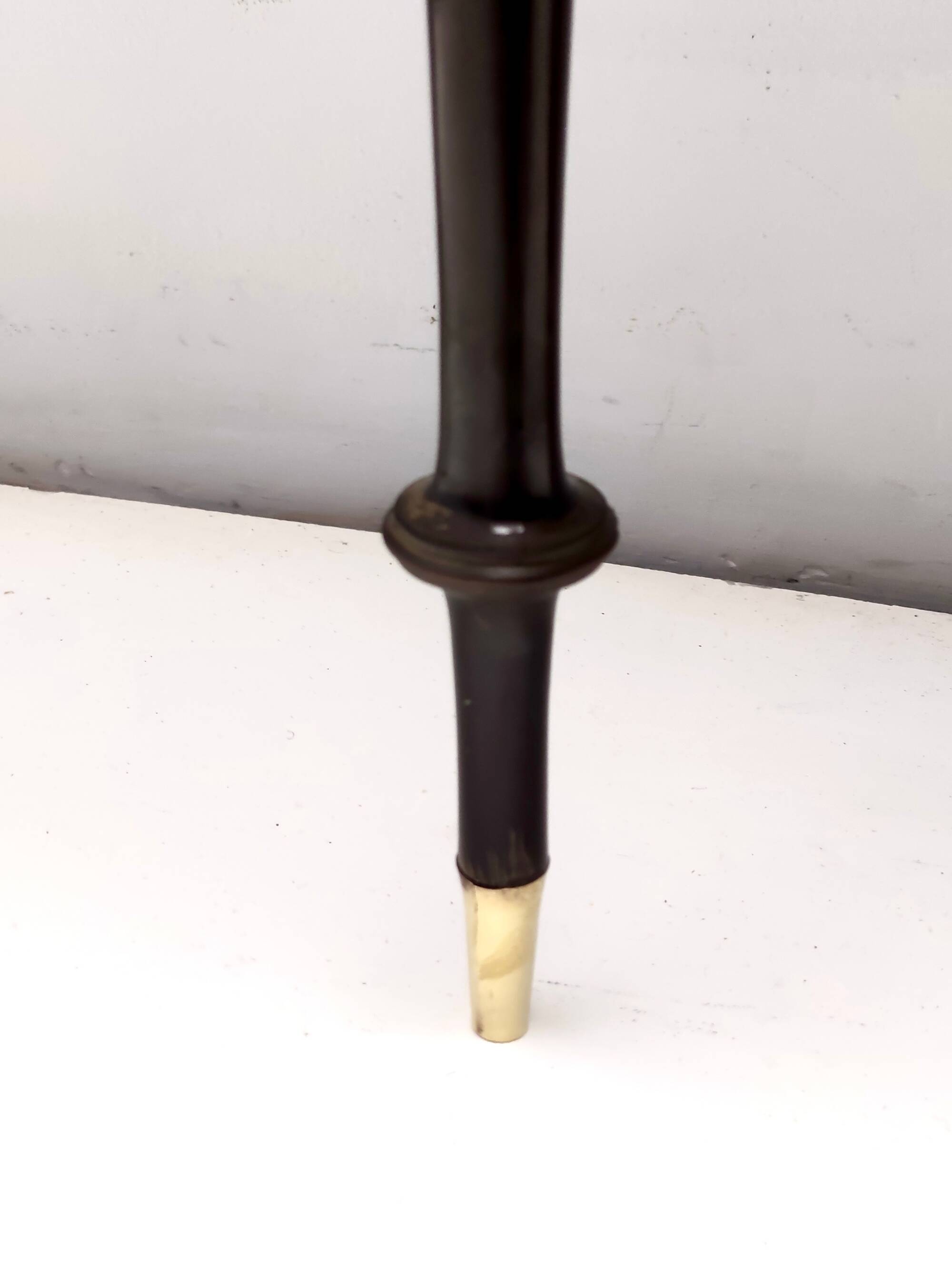 Beech and Black Walnut Console Table with a Demilune Marble Top