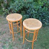 Bauman stools wood and wicker