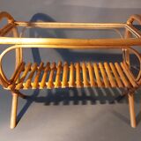 Vintage rattan and bamboo coffee table.