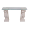 Classic greek cast stone console tables, 1970s