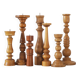 Scandinavian Wooden Candleholders, Set of 7